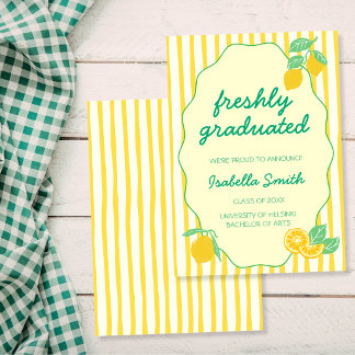 Freshly Graduated Yellow Lemon Citrus Graduation Announcement
