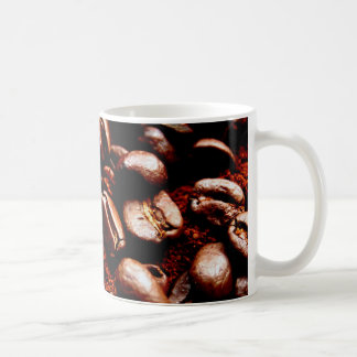 Freshly ground coffee and beans mug