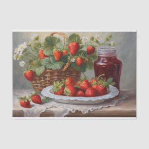 Freshly Harvested Strawberries and Strawberry Jam  Tissue Paper