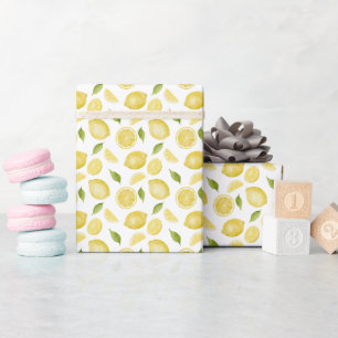 Freshly One Bow Pink Yellow Lemon First Birthday Wrapping Paper