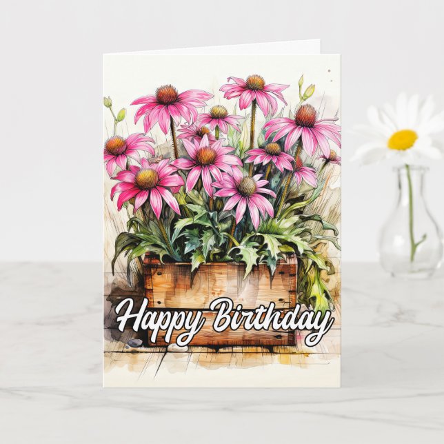 Freshly Picked Aster Flower Art Card (Small Plant)