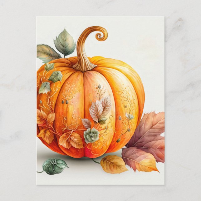 Freshly Picked Fall Harvested Pumpkin Postcard (Front)