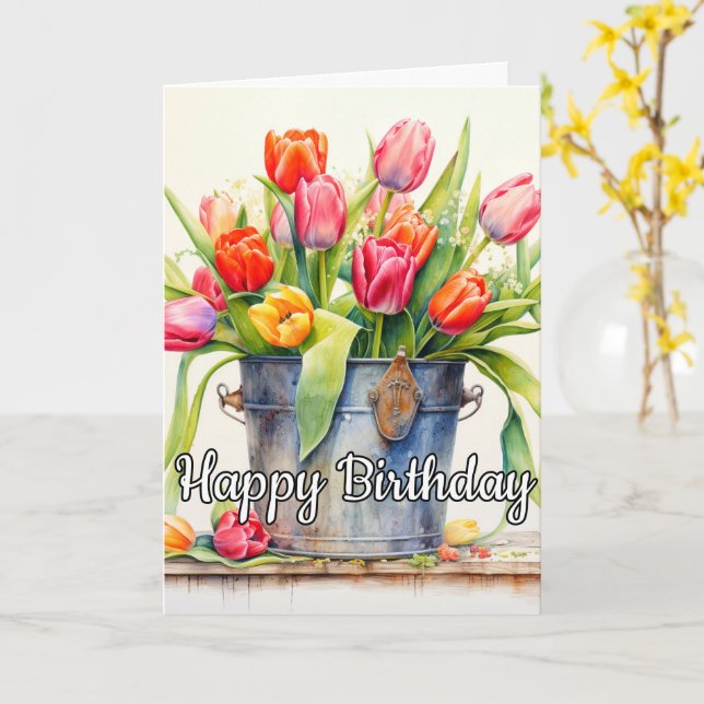 Freshly Picked Tulip Flowers Card (Yellow Flower)