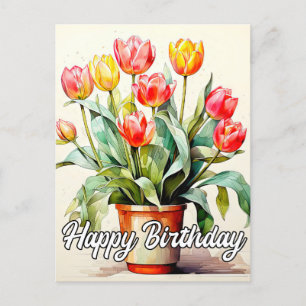 Freshly Picked Tulip Flowers Postcard