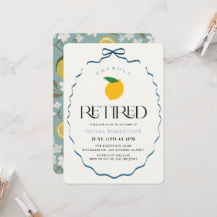 Freshly Retired Blue Bow Lemon/Citrus Retirement Invitation