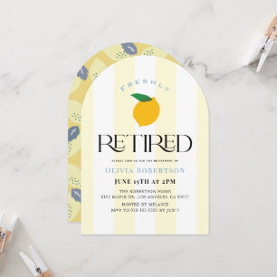 Freshly Retired Lemon/Citrus Stripes Retirement Invitation