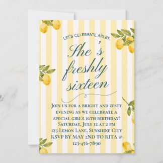 Freshly Sixteen Mediterranean Sweet 16 Birthday Invitation