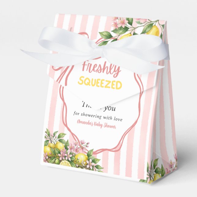Freshly Squeezed Lemonade Bow Lemon Baby Shower Favour Box (Front Side)