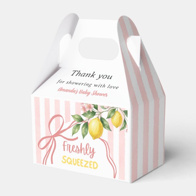 Freshly Squeezed Lemonade Bow Lemon Baby Shower Favour Box (Front Side)
