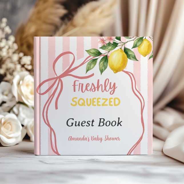 Freshly Squeezed Lemonade Bow Lemon Baby Shower Guest Book (Creator Uploaded)