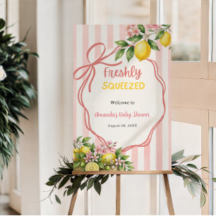 Freshly Squeezed Lemonade Pink Bow Baby Shower Poster