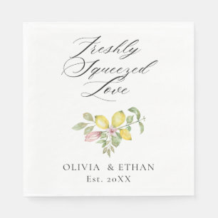 Freshly Squeezed Love Lemon Floral Wedding Napkin