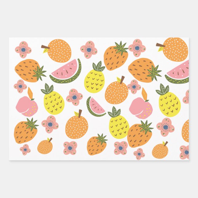 "Freshly Wrapped: Fruitful Delights Gift Paper" Wrapping Paper Sheet (Front)