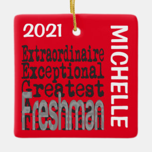 Freshman Extraordinaire CUSTOM Ceramic Ornament