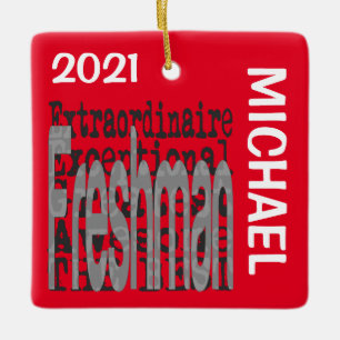 Freshman Extraordinaire CUSTOM Ceramic Ornament