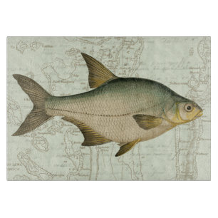 Freshwater Fish on Map Cutting Board