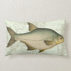 Freshwater Fish on Map Lumbar Cushion