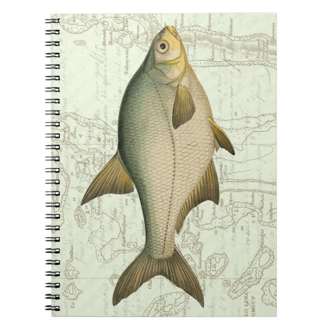 Freshwater Fish on Map Notebook (Front)