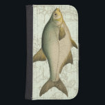 Freshwater Fish on Map Samsung S4 Wallet Case<br><div class="desc">This art print illustrates a detailed painting of a freshwater fish. The background is a vintage map in light aquatic colour. This design would perfectly fit any product of your fishing collection.</div>