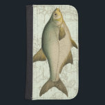 Freshwater Fish on Map Samsung S4 Wallet Case<br><div class="desc">This art print illustrates a detailed painting of a freshwater fish. The background is a vintage map in light aquatic colour. This design would perfectly fit any product of your fishing collection.</div>