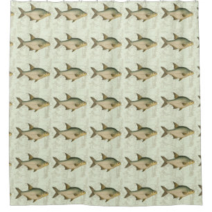 Freshwater Fish on Map Shower Curtain