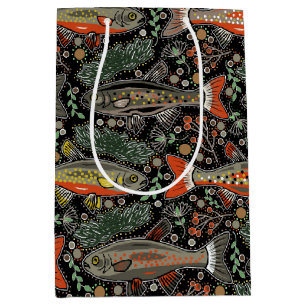 Freshwater Fish, Stylish Design, Trout, Fishing Medium Gift Bag