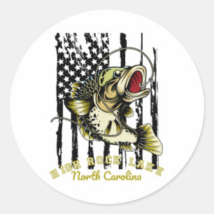 Freshwater Fishing Dad Us Flag High Rock Lake Nort Classic Round Sticker