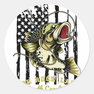 Freshwater Fishing Dad Us Flag High Rock Lake Nort Classic Round Sticker