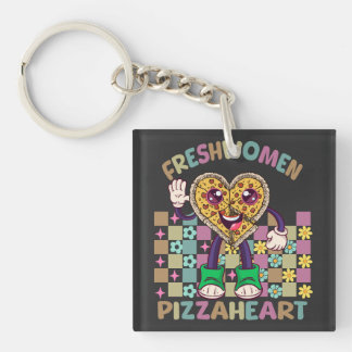 Freshwomen PizzaHeart – Retro College Girl Funny Key Ring