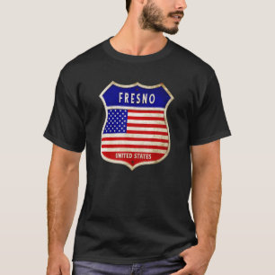 Fresno America Coat Of Arms Flags City California T-Shirt