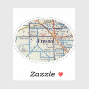 Fresno CA Vintage Road Map