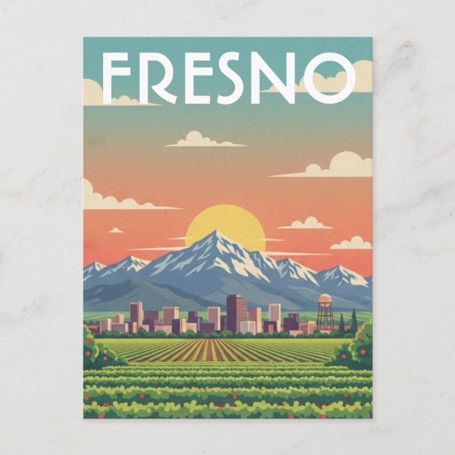 Fresno California Central Valley Postcard (Front)