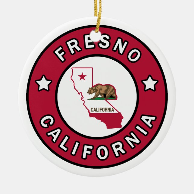Fresno California Ceramic Tree Decoration (Front)