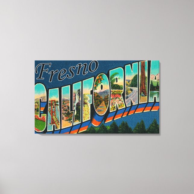 Fresno, California - Large Letter Scenes 2 Canvas Print (Front)
