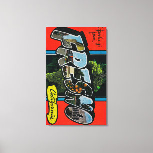 Fresno, California - Large Letter Scenes Canvas Print