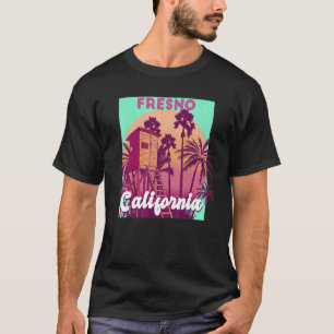 Fresno California palm tree beach retro vintage de T-Shirt