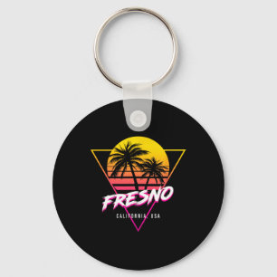 Fresno California Palm Trees Usa Surfing Retro Sun Key Ring