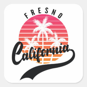 Fresno, California Retro Sticker