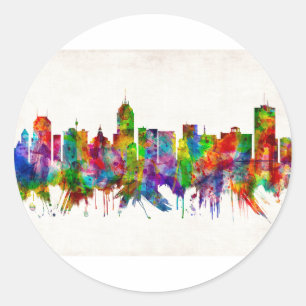 Fresno California Skyline Classic Round Sticker