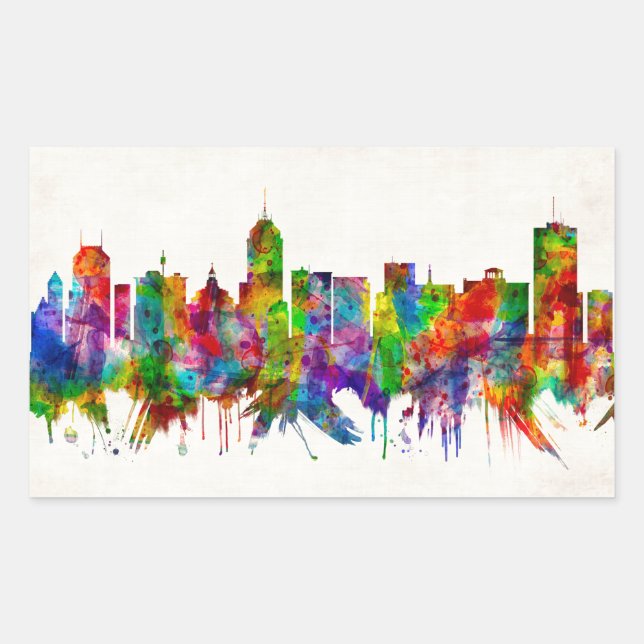 Fresno California Skyline Rectangular Sticker (Front)