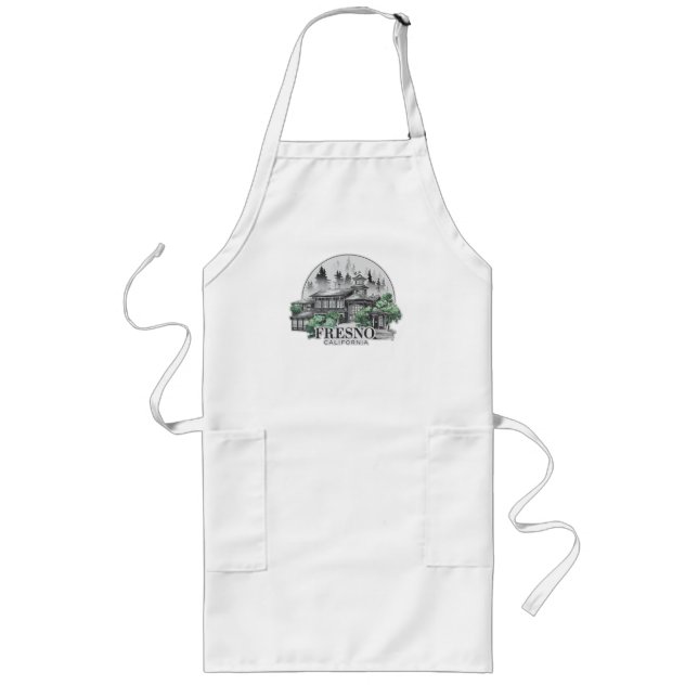 Fresno City California USA Long Apron (Front)