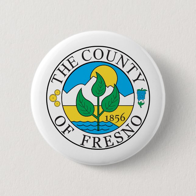 Fresno county seal 6 cm round badge (Front)