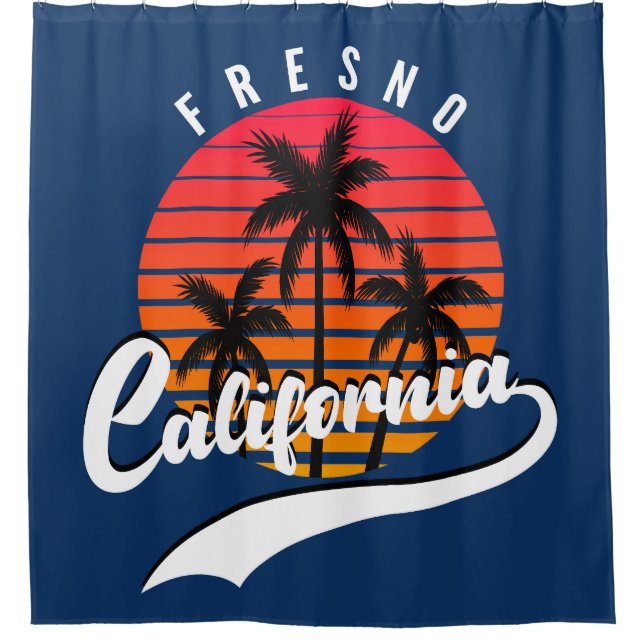 Fresno Retro Sunset Shower Curtain (Front)