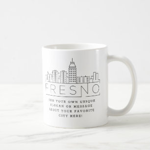 Fresno Stylised Skyline   Custom Slogan Coffee Mug