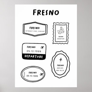 Fresno - Travel Stamp Collection   Minimalist Poster