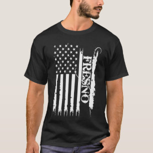 Fresno United States Distressed w US Flag T-Shirt