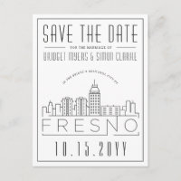 Fresno Wedding | Stylised Skyline Save the Date