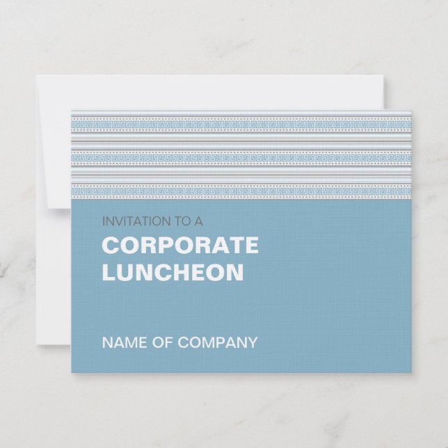 Fret Stripe Cornflower Corporate Luncheon Invitation (Front)