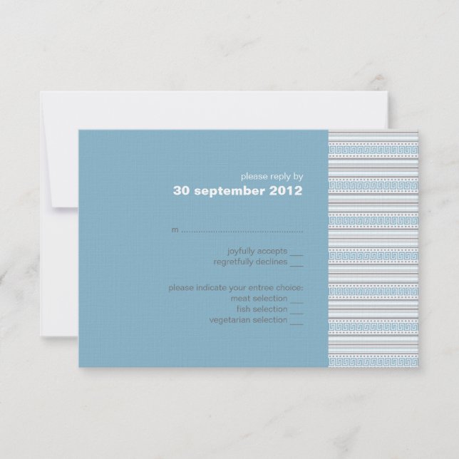 Fret Stripe Cornflower RSVP Card Invitation (Front)