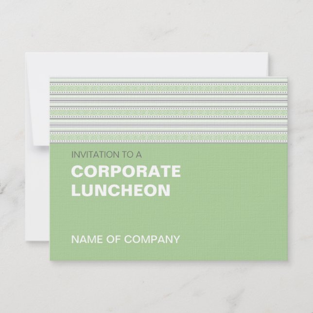 Fret Stripe Pistachio Corporate Luncheon Invitation (Front)